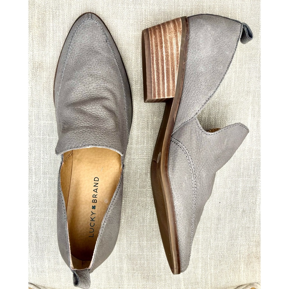 Lucky Brand Shoes Gray Leather Women's Loafers, Pointed Toe, Slide on-Size 8.5 - Picture 4 of 9